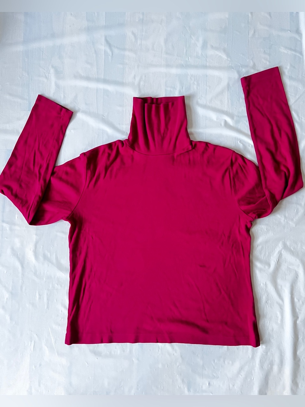 Lands' End Turtleneck Top Magenta Pink Cotton Rayon knit Long Sleeve M 10-12